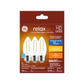 Ampoules de remplacement DEL blanc doux HD RELAX GE 40 W décoratives transparentes à culot candélabre BM moyen (3/pqt)