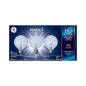 Ampoules incandescentes HD Reveal de 40W, G25, de GE, paquet de 3
