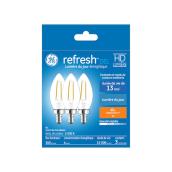 Ampoules de remplacement DEL lumière du jour HD REFRESH GE 40 W décoratives transparentes à culot candélabre BC (3/pqt)