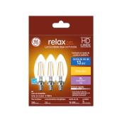 Ampoules de remplacement DEL blanc doux HD RELAX de GE 25 W décoratives transparentes avec culot candélabre BC (3/pqt)