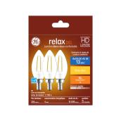 Ampoules de remplacement DEL blanc doux HD RELAX de GE de 40 W décoratives avec culot de type candélabre BC (3/pqt)