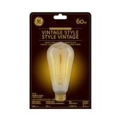 Ampoule incandescente de style vintage ST19 de GE à culot moyen et verre ambré, 60 W, chaude lueur de chandelles