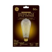 Ampoule incandescente de style vintage ST19 de GE à culot moyen et verre transparent, 60 W, chaude lueur de chandelles