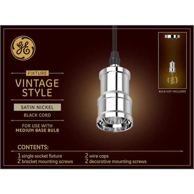 GE Vintage Satin Nickel Linear Vintage LED Pendant Light (1-Pack)