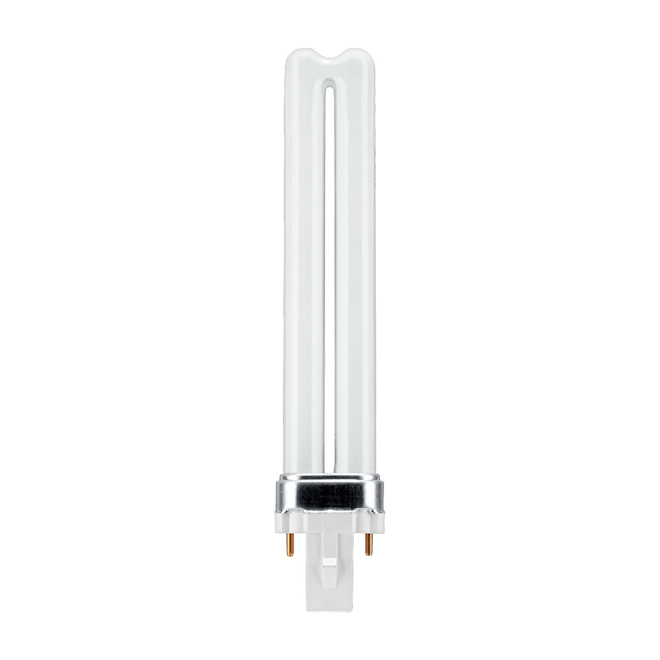 Ampoule à 2 broches G23 F9BX de GE CFL enfichable, 6,6 po et 9 W, éclairage blanc doux