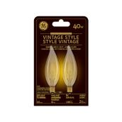Ampoules incandescentes de style vintage CAC de GE de type candélabre, verre ambré, 40 W, chaude lueur, paquet de 2