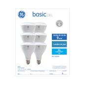 Ampoules Basic d'intérieur GE BR30 réflecteur à DEL lumière du jour de 65 W, paquet de 6