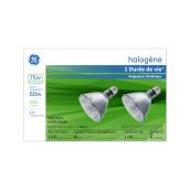 Ampoules halogènes PAR30LN à culot moyen de GE, 60 W équivalent à 75 W, blanc chaud, paquet de 2