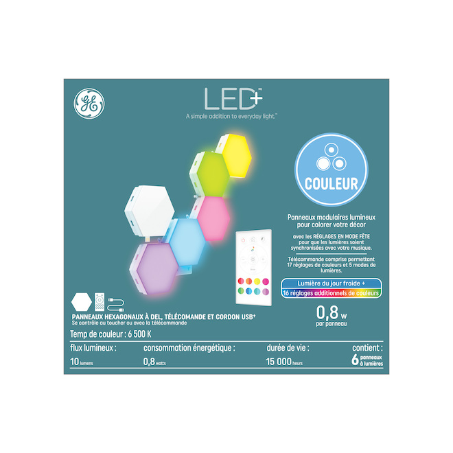 Ensemble panneaux lumineux modulaires GE Lighting DEL+ paquet de 6