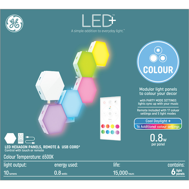 GE 6-Pack 3.5 x 0.85-in LED+ Colour-Changing Light Panel Kit