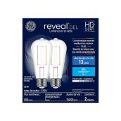 Ampoule Edison à intensité variable GE Reveal blanc doux de 60 W, ST19 (2/pqt)