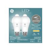 Ampoule avec détecteur de mouvement à intensité variable GE LED+ de 75 watts EQ, A21, blanc doux (2/pqt)