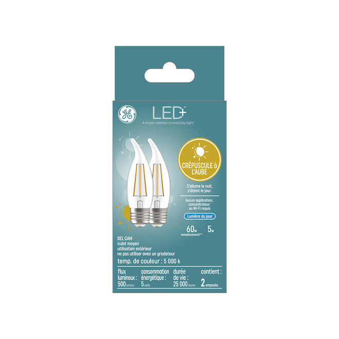 Ampoule DEL à intensité variable GE LED+ de 60 watts EQ, CAM, lumière du jour (2/pqt)