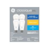 Ampoule DEL à intensité variable GE Classic de 60 watts EQ, ST19, blanc doux (4/pqt)