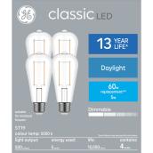 GE Classic 60-Watt EQ ST19 Daylight Dimmable LED Light Bulb (4-Pack)