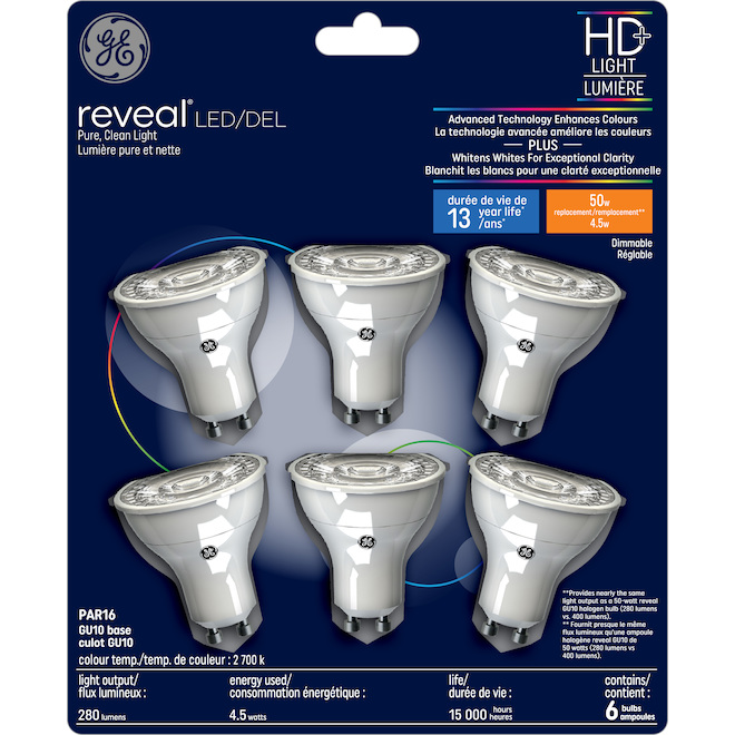 GE Relax HD 50-Watt EQ MR16 Warm White Gu10 Pin Base Dimmable LED