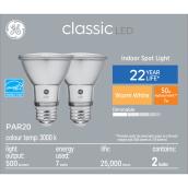 GE Classic 50-Watt EQ PAR20 Warm White Dimmable LED Light Bulb (2-Pack)