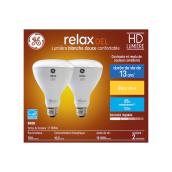 Ampoule à intensité variable GE Relax de 65 watts EQ, BR30, blanc doux (2/pqt)