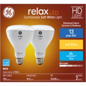 GE Relax 65-Watt EQ BR30 Soft White Dimmable LED Light Bulb (2-Pack)