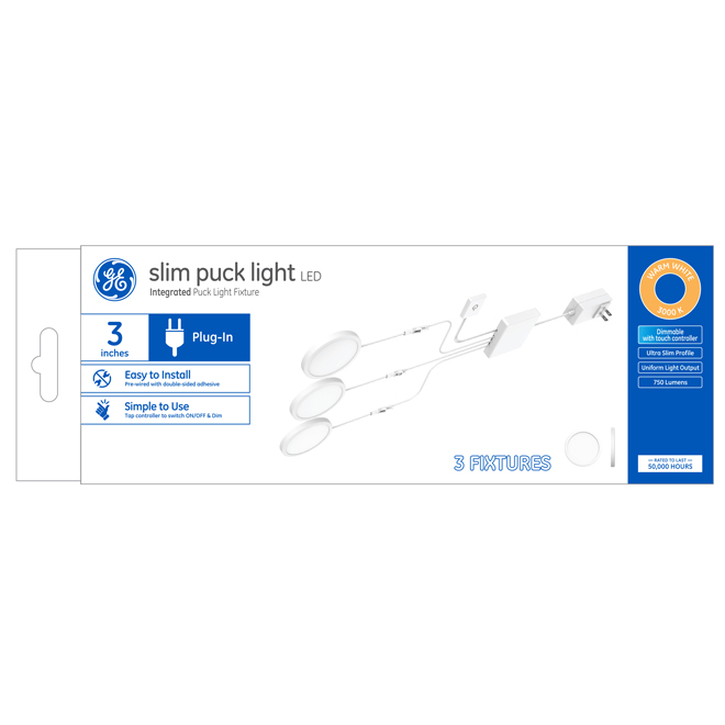 GE Lighting 3-in Warm White LED Slim Puck Light - 3-Pack