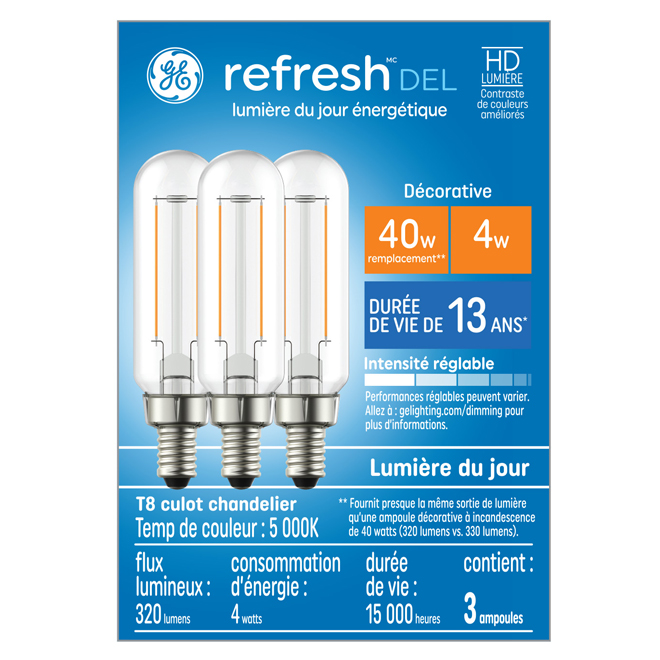 Ampoule DEL à culot moyen 40W GE Lighting, paquet de 3