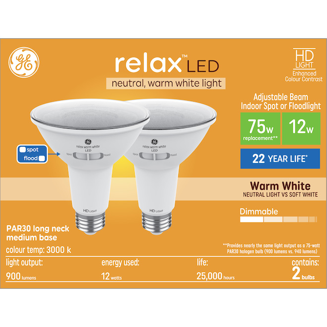 GE Lighting LED 75W PAR30 Light bulb, 2-pack