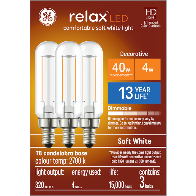 GE Lighting T8 40W Soft White LED Bulb, 3-Pack