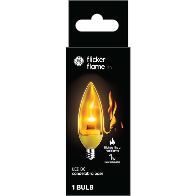 GE Lighting White FLickerflame 1W LED Bulb