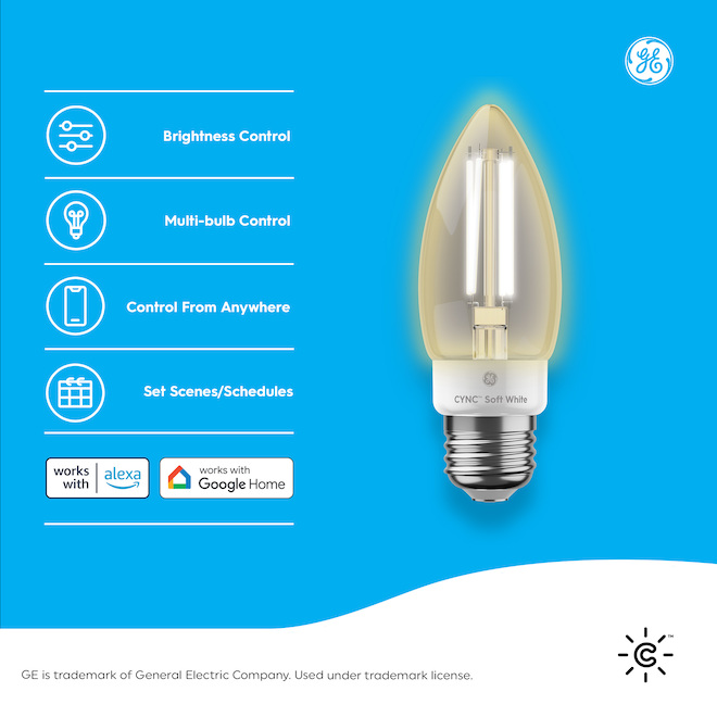 GE Lighting Smart Soft White LED Bulb E26 60W, 2-Pack