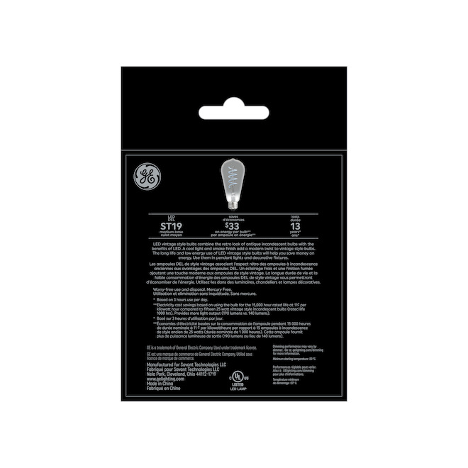 GE Lighting Smoke Edison ST19 25W LED Bulb, 2-Pack