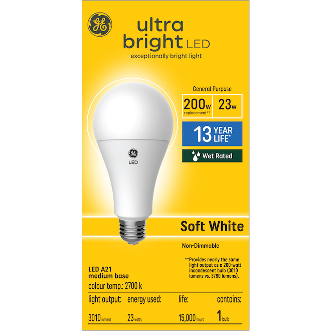 GE Lighting A21 200W White LED Bulb