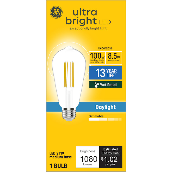 GE Lighting Ultra Bright 100W ST19 Clear LED Bulb