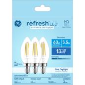 GE Lighting Daylight 60W Tip LED Bulb, 3-Pack