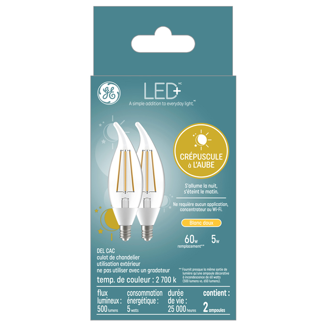 Ampoule DEL blanc doux pour l'extérieur 60W GE lighting, paquet de 2