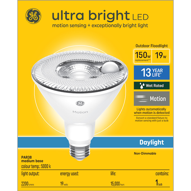 GE Ultra Bright motion sensing 150W EQ LED Bulb - 5000K - 1-Pack