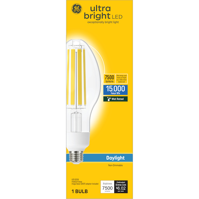 GE Ultra Bright 400W EQ ED28 Medium Base Clear LED Light Bulb - 5000K - 1-Pack