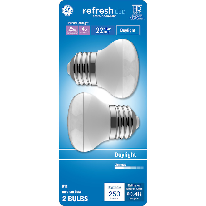 GE Lighting Refresh 25W EQ R14 Medium Base LED Bulb - Cool White - 2-Pack