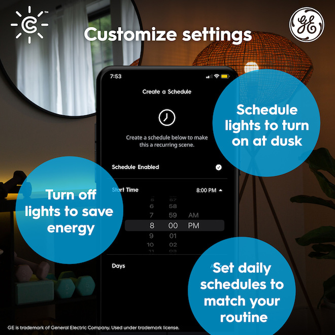 GE Lighting 100W EQ A21 Direct Connect Dimmable Full Colour Smart LED Bulb