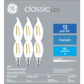 GE Classic Daylight 60W Replacement LED Decorative Clear Blunt Tip Candelabra Base CAC Light Bulbs (6-Pack)