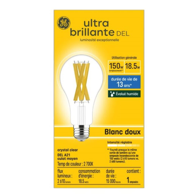 Ampoule DEL A21 150w blanc doux de GE LIGHTING