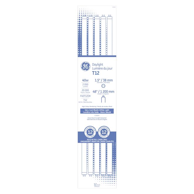 GE Lighting Daylight 40 W 48-in T12 Fluorescent Linear Tubes - 12/Pk