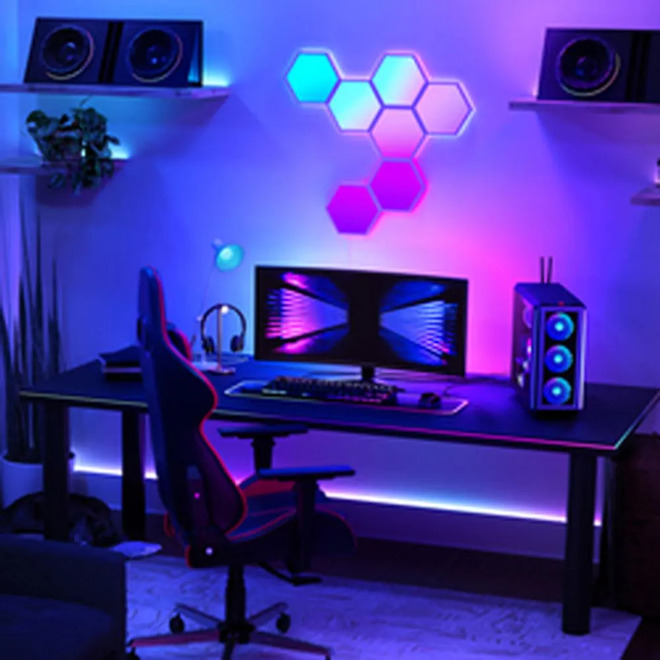 GE Cync Smart LED Hexagon Panels with Dynamic Effects and Control Box - Pack of 7