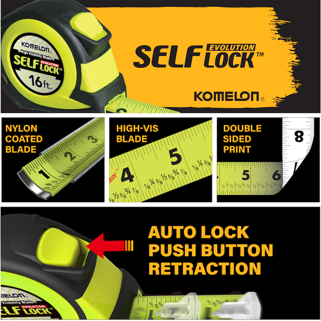 Komelon 16-ft Evolution Self-Lock High-Viz Tape Measure