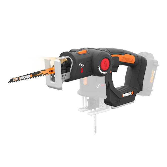 Scie alternative et scie sauteuse 2-en-1 sans fil Axis Worx Power Share 20 V, outil seulement