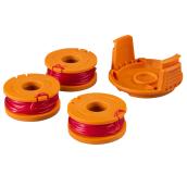 Worx Replacement Spool Lines with Cap Cover - Pack of 3