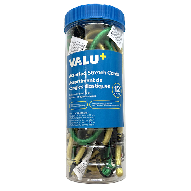 VALU+ Bungee Cords Assorted - Pack of 12