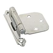 Richelieu Flat Traditional Semi-Concealed Self-Closing Hinges - Brushed Chrome - 5/64-in W x 2 49/64-in H - 2 Per Pack