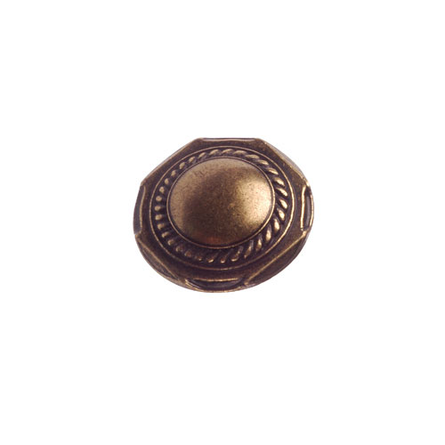 Richelieu Classic Metal Cabinet Knobs - 1 1/4-in Dia - Burnished Brass - Twisted-rope Detailing