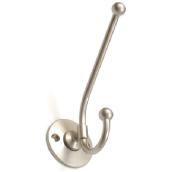 Richelieu Classic Metal Hook - 4 17/32-in H x 3 29/64-in Projection - Metal - Matte Nickel Finish