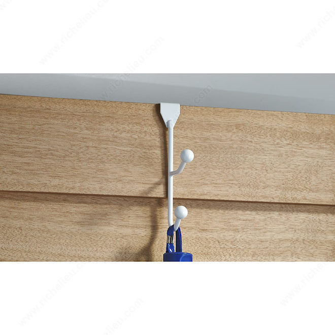 Richelieu Utility Over-The-Door Hook - Double Hook - Metal - White - 22-lbs Load Capacity